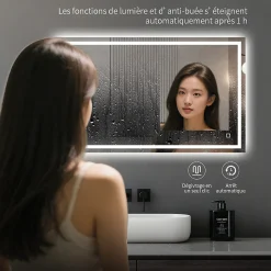 Miroir Lumineux|Mon Beau bain Miroir LED Réversible pour Salle de Bain 80x110 cm - Anti-Buée avec Interrupteur Tactile