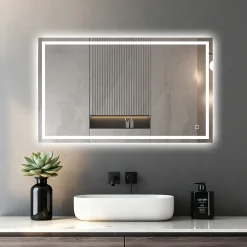 Mon Beau bain Miroir LED Réversible pour Salle de Bain 80x100 cm - Anti-Buée avec Interrupteur Tactile