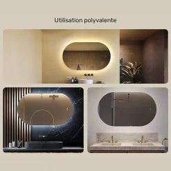 Artforma Miroir LED Salle de Bain - - Ovale - 120x70cm - LED Dual + interrupteur tactile + anti-buée