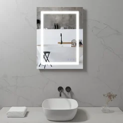 Saniverre Miroir LED salle de bain OBLONG 60 x 80 cm réversible, anti-buée + éclairage et intensité réglables -