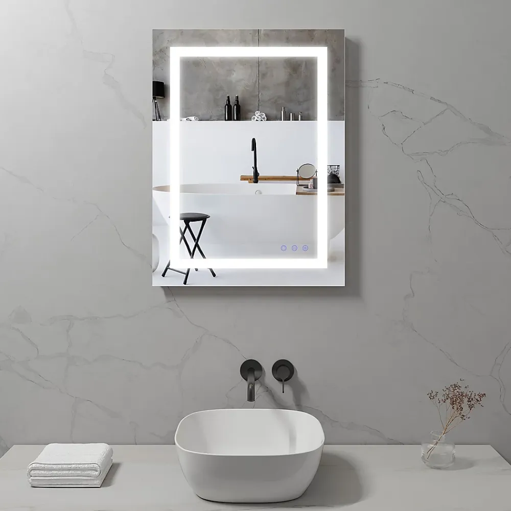 Saniverre Miroir LED salle de bain OBLONG 60 x 80 cm réversible, anti-buée + éclairage et intensité réglables -