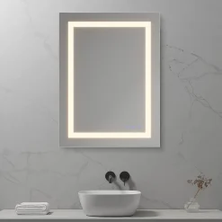 Saniverre Miroir LED salle de bain OBLONG 60 x 80 cm réversible, anti-buée + éclairage et intensité réglables -