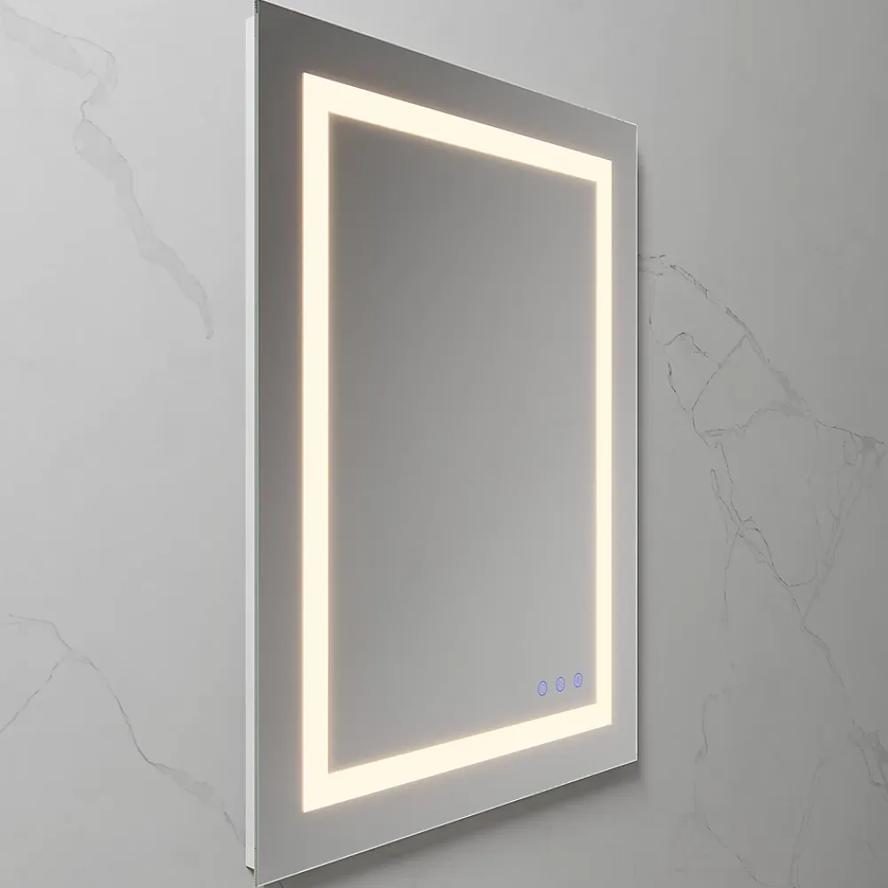 Saniverre Miroir LED salle de bain OBLONG 60 x 80 cm réversible, anti-buée + éclairage et intensité réglables -