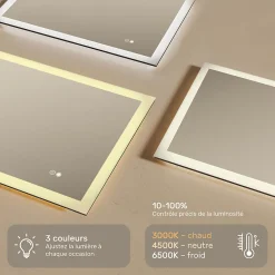 Miroir Lumineux|Artforma Miroir LED Salle de Bain - - Forme arrondie - 120x70cm - LED Dual + interrupteur tactile + anti-buée
