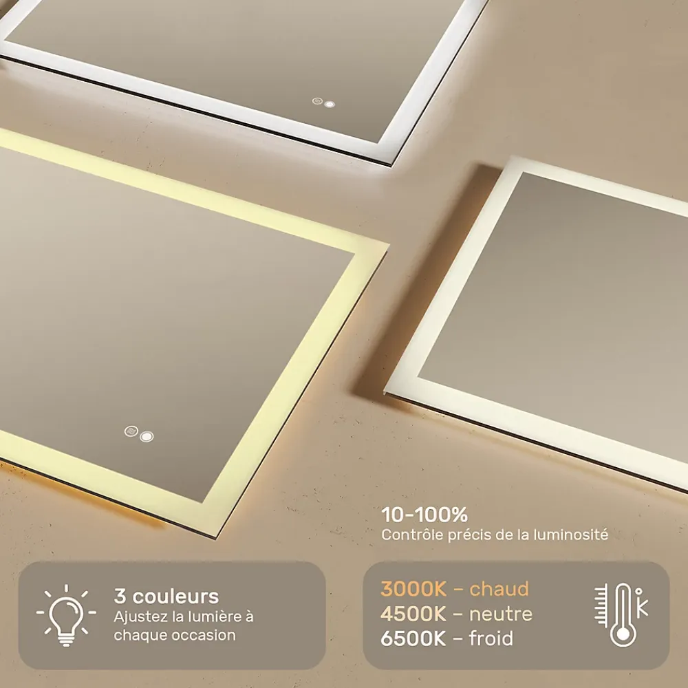 Miroir Lumineux|Artforma Miroir LED Salle de Bain - - Forme arrondie - 120x70cm - LED Dual + interrupteur tactile + anti-buée