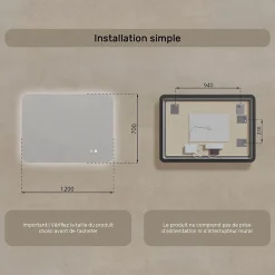 Miroir Lumineux|Artforma Miroir LED Salle de Bain - - Forme arrondie - 120x70cm - LED Dual + interrupteur tactile + anti-buée