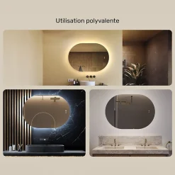 Artforma Miroir LED Salle de Bain - - Ovale - 100x70cm - LED Dual + interrupteur tactile + anti-buée