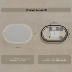 Artforma Miroir LED Salle de Bain - - Ovale - 100x70cm - LED Dual + interrupteur tactile + anti-buée
