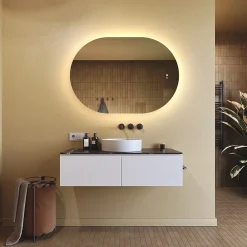 Artforma Miroir LED Salle de Bain - - Ovale - 100x70cm - LED Dual + interrupteur tactile + anti-buée