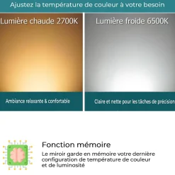 Mon Beau bain Miroir LED spécial maquillage 100x60 avec zone grossissante X3 et horloge digitale pour salle de bain