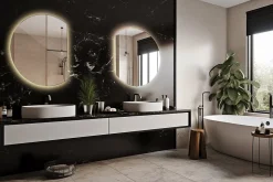 Tulup Miroir LED 70x80 cm style épuré lumière chaude 1 pc