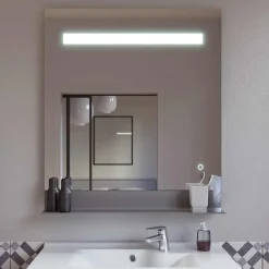 Cuisibane Miroir lumineux antibuée ETAL 70x80 cm avec tablette de rangement