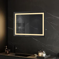Miroir Lumineux|Saniverre Miroir lumineux CIMEO 60 x 80 cm (ou 80x60) LED 2100 lms, antibuée + intensité & couleur réglables salle de bain -