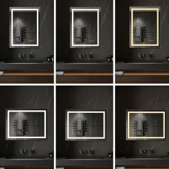 Saniverre Miroir lumineux CIMEO 70 x 90 cm (ou 90x70) LED 2100 lms, antibuée + intensité & couleur réglables salle de bain -