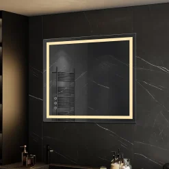 Miroir Lumineux|Saniverre Miroir lumineux CIMEO 90 x 100 cm (ou 100x90) LED 2100 lms, antibuée + intensité & couleur réglables salle de bain -