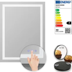 Miroir Lumineux|Saniverre Miroir lumineux CIMEO 90 x 100 cm (ou 100x90) LED 2100 lms, antibuée + intensité & couleur réglables salle de bain -
