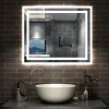 Miroir Lumineux|AICA Sanitaire Miroir lumineux dimmable, 70x50cm, avec mémoire, salle de bain anti-buée, 6000k blanc froid, IP44,
