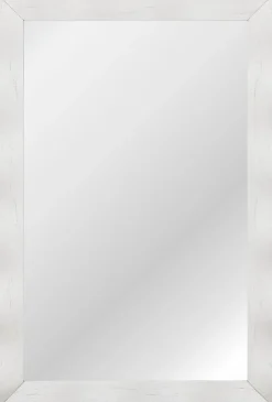 Giantex Miroir Mural 106 x 71,5 cm, Cadre en Bois d'Hévéa, Miroir de Courtoisie à Suspension, pour Salle de Bain, Salon, Entrée, Blanc
