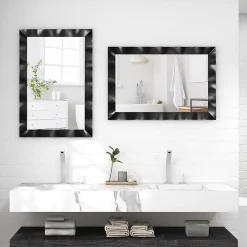 Miroir Grossissant|Giantex Miroir Mural 106 x 71,5 cm,Cadre en Bois d'Hévéa, Miroir de Courtoisie à Suspension, pour Salle de Bain, Salon, Entrée, Noir