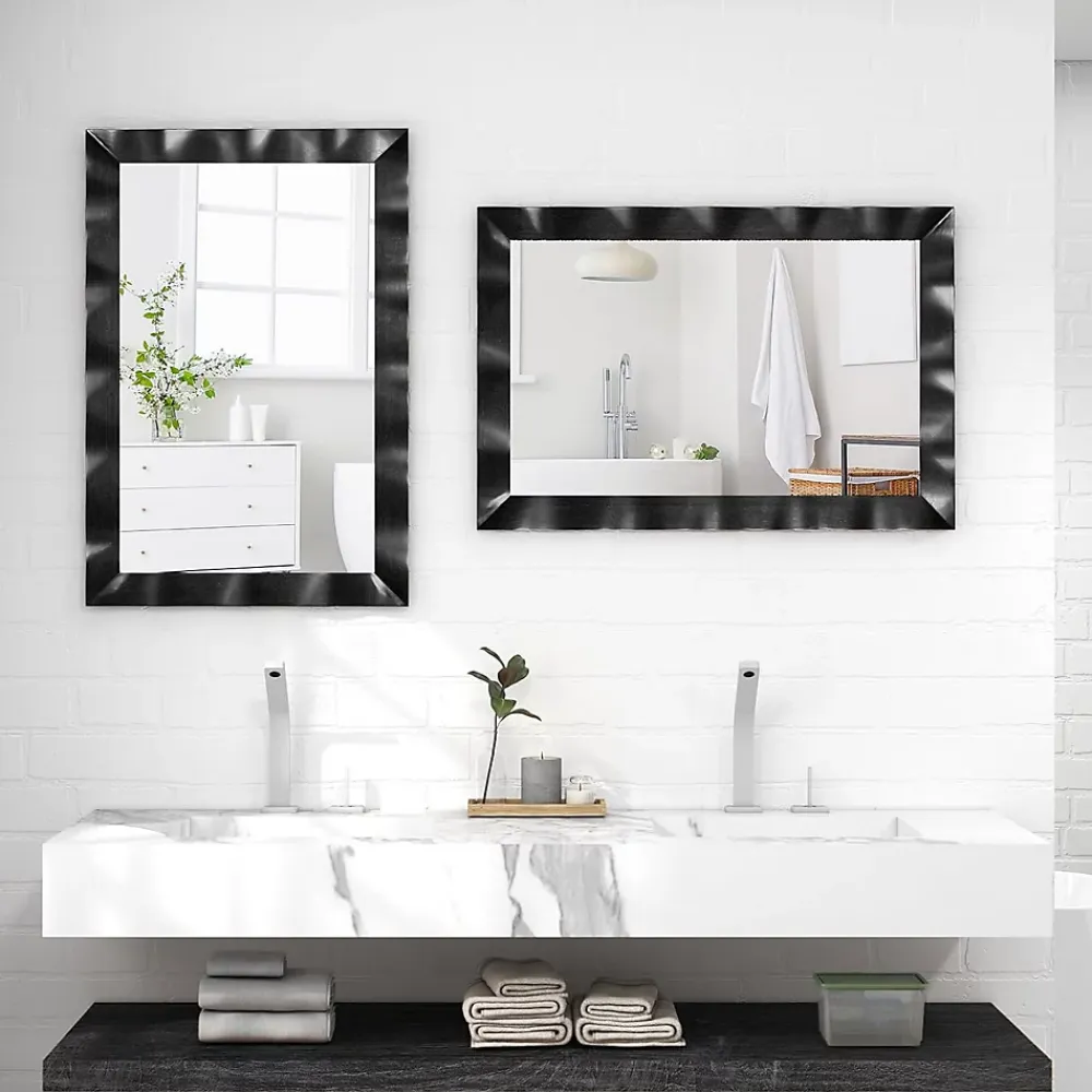 Miroir Grossissant|Giantex Miroir Mural 106 x 71,5 cm,Cadre en Bois d'Hévéa, Miroir de Courtoisie à Suspension, pour Salle de Bain, Salon, Entrée, Noir