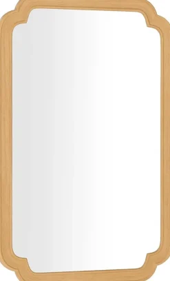 Giantex Miroir Mural 90 x 60 CM,Coins Arrondis Style Rustique Haute Définition pour Salle de Bain,Salon,Entrée,Chambre,Suspension,Naturel