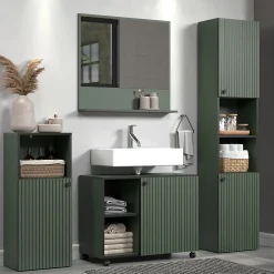 Etagère Salle De Bains|Calicosy Miroir mural avec 1 tablette L80 cm - PUREBLISS
