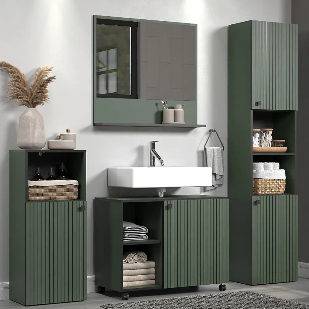 Etagère Salle De Bains|Calicosy Miroir mural avec 1 tablette L80 cm - PUREBLISS
