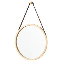Helloshop26 Miroir mural avec cadre en bambou marron