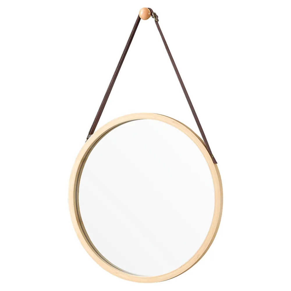 Helloshop26 Miroir mural avec cadre en bambou marron