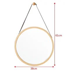 Helloshop26 Miroir mural avec cadre en bambou marron