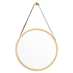 Helloshop26 Miroir mural avec cadre en bambou marron