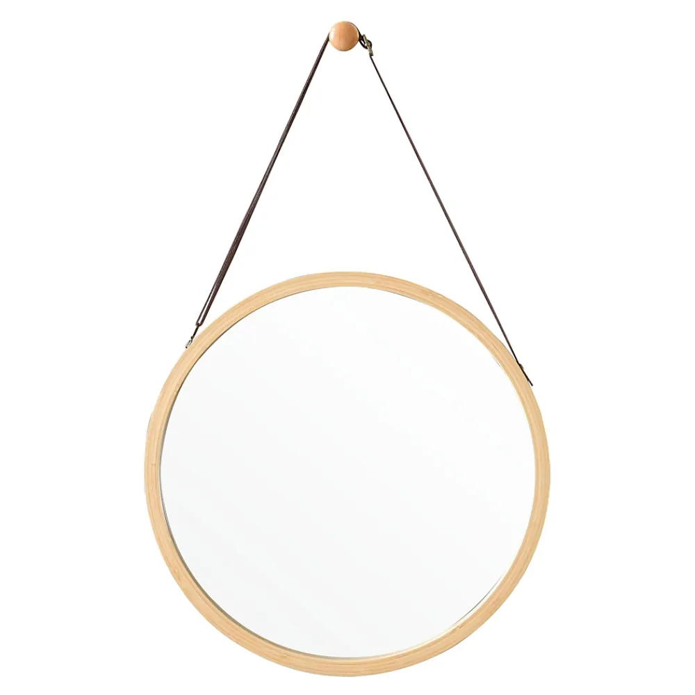 Helloshop26 Miroir mural avec cadre en bambou marron