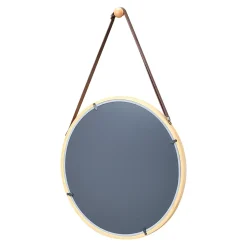 Helloshop26 Miroir mural avec cadre en bambou marron