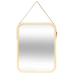 Miroir Simple|5Five Miroir mural avec lanière en cuir 45x35cm - Marron-
