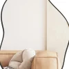 Giantex Miroir Mural Décoratif, avec Réflexion HD Claire, Cadre en Bois 2 Méthodes de Suspension pour Entrée,Salon(Or,78 x 56,5cm) (Noir)