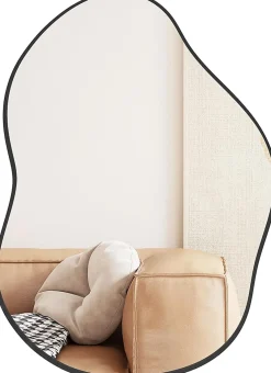 Giantex Miroir Mural Décoratif, avec Réflexion HD Claire, Cadre en Bois 2 Méthodes de Suspension pour Entrée,Salon(Or,78 x 56,5cm) (Noir)