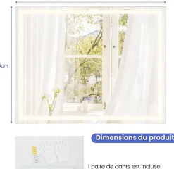 Miroir Lumineux|Giantex Miroir Mural de Salle de Bain LED Antibuée avec Interrupteur Tactile 3 Couleurs Luminosité Réglable Rectangulaire