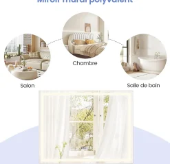 Miroir Lumineux|Giantex Miroir Mural de Salle de Bain LED Antibuée avec Interrupteur Tactile 3 Couleurs Luminosité Réglable Rectangulaire