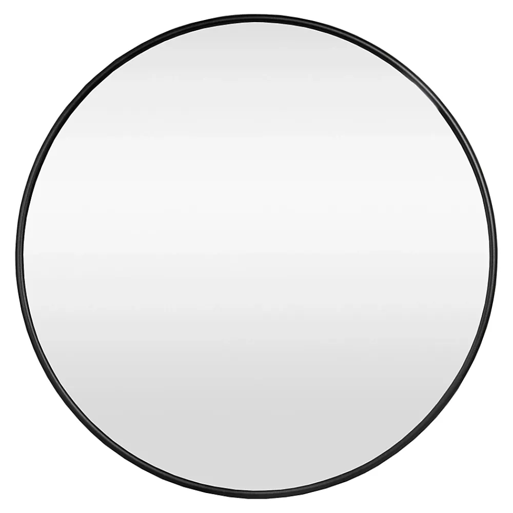 Helloshop26 Miroir mural diamètre 40 cm cadre aluminium noir