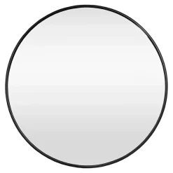 Helloshop26 Miroir mural diamètre 60 cm cadre aluminium noir