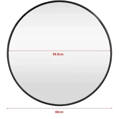 Helloshop26 Miroir mural diamètre 60 cm cadre aluminium noir