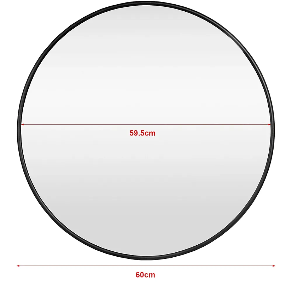Helloshop26 Miroir mural diamètre 60 cm cadre aluminium noir