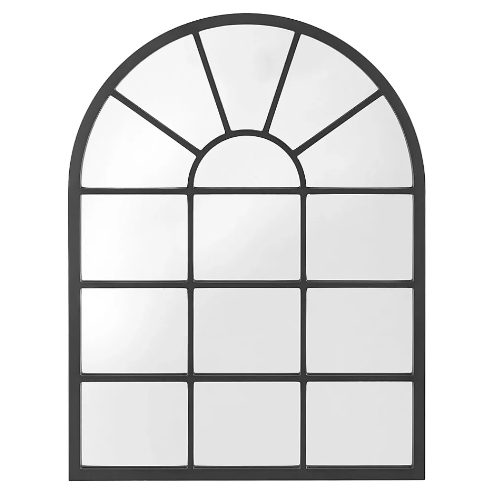 Helloshop26 Miroir mural forme fenêtre arrondie 80 noir