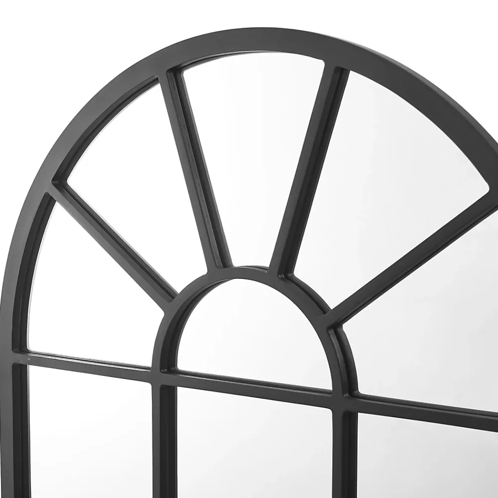 Helloshop26 Miroir mural forme fenêtre arrondie 80 noir