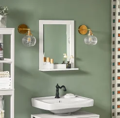 Sobuy Miroir Mural Meuble Salle de Bain avec 1 étage plateau, FRG129-W,