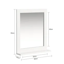 Sobuy Miroir Mural Meuble Salle de Bain avec 1 étage plateau, FRG129-W,