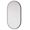 Miroir Simple|Bernstein Miroir mural oval design de salle de bain avec cadre en aluminium noir - 8144B - 55x100cm