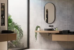 Miroir Simple|Bernstein Miroir mural oval design de salle de bain avec cadre en aluminium noir - 8144B - 55x100cm