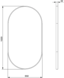 Miroir Simple|Bernstein Miroir mural oval design de salle de bain avec cadre en aluminium noir - 8144B - 55x100cm
