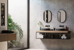 Miroir Simple|Bernstein Miroir mural oval design de salle de bain avec cadre en aluminium noir - 8144B - 40x60cm